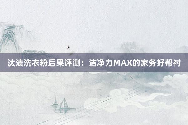 汰渍洗衣粉后果评测：洁净力MAX的家务好帮衬